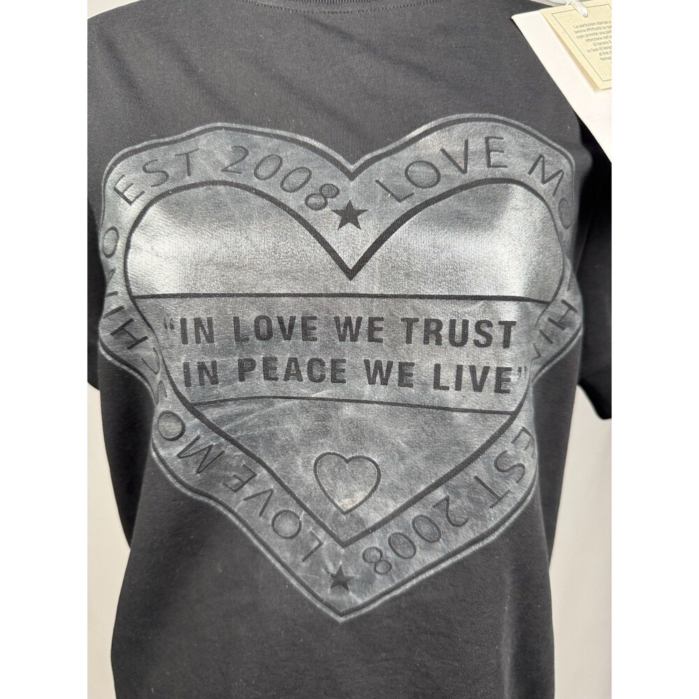 NWT Love Moschino Black Size US 8 Italy 44 Puff Sleeve Heart 2008 Mock Neck Love - Picture 10 of 10